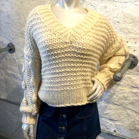 Ball Sleeve Knit Sweater - Picture 1 of 3
